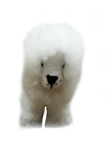 White Lion cuddly toy, plush toy, furry toy 35 cm, Peruvian alpaca fur