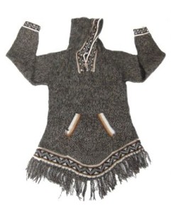 Grauer Damen Kapuzen Sweater aus Alpakawolle, Inka Design