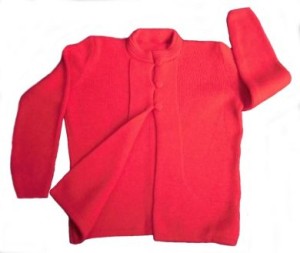 Damen Strickjacke mit modischem Stehkragen, halbverschliesbar, Alpakawolle, rot
