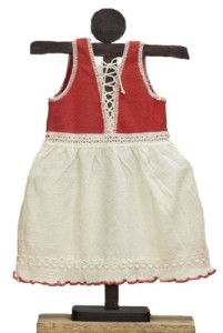 Girl summer dress, ecological Pima cotton, hand embroidered red