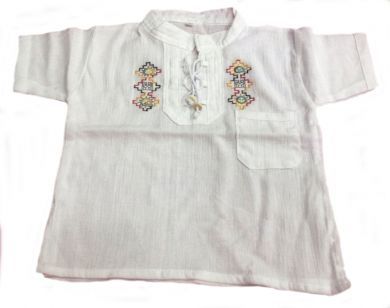 Baby Shirt Trachtenhemd bestickt, 100% Pima Baumwolle, weiss, Nasca