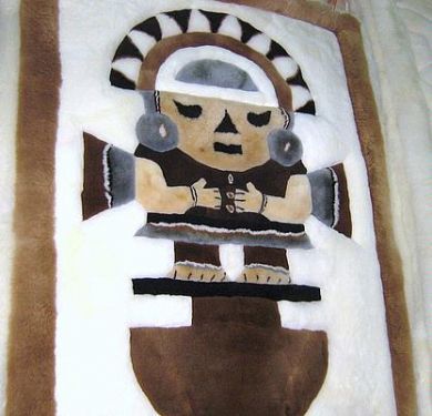 Inka Tumi Design, Alpaka Fellteppich aus Peru, 170 x 120 cm