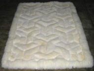 Peruvian white alpaca fur rug, V Design