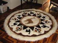 Large Motif Alpaca Furry Carpet from Peru