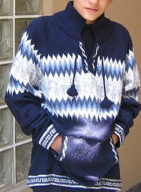 Blauer Kapuzen Pullover, Alpakawolle, 8- 14 Jahre