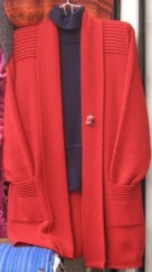 Lange rote Damen Strickjacke, Alpaka Wolle