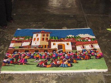 Peruanischer handgewebter Teppich, Fiesta 120 x 100 cm
