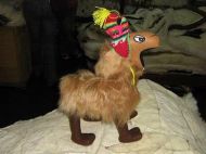 Lama Cuddly Toy From Peru. Genuine Alpaca Fur, Light Brown