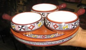 Ceramic set with tray, handmade in Peru