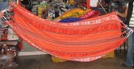 Peruvian hammock, orange man-made fabric