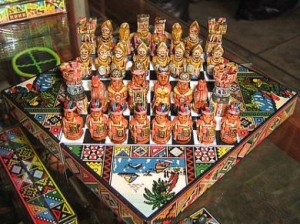 Hand-painted chess game from Peru