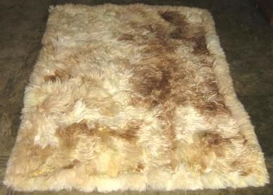Natural white, brown baby alpaca fur rug