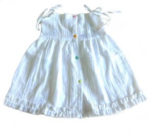 Leichtes weisses Sommerkleid fuer Maedchen, 100% Pima Baumwolle, 1 - 4 Jahre