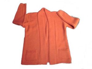 Lässige offene Damen Strickjacke, peruanische Alpakawolle, Orange