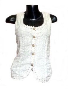 Aermellose Bluse Inca Cotton line, 100% Pima Baumwolle