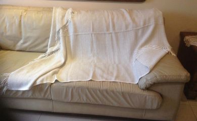 Warm Blanket made Of Alpaca Wool, 1.70 x 130 cm White