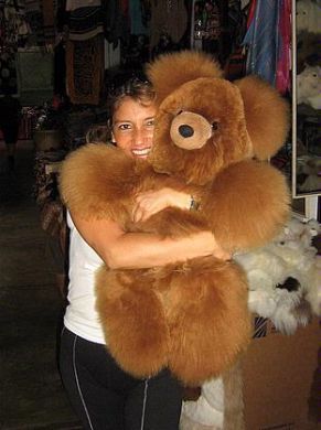 Brown big teddy bear from real alpaca fur, 75 cm