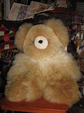 Light brown alpaca fur teddy bear, 50 cm
