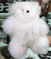 White cuddly soft teddy bear made of real alpaca fur, 35 cm