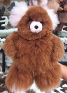 Teddy Bear made of alpaca fur, brown white fur, 35 cm