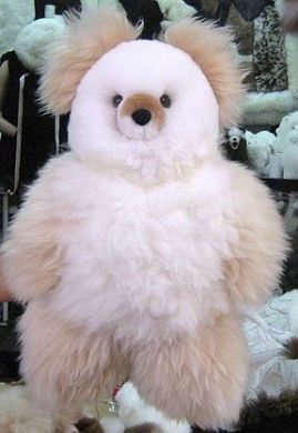 Beige teddy bear made of real alpaca fur, 35 cm