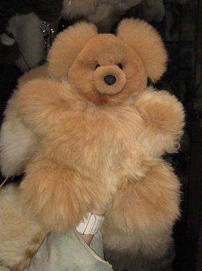 Brown longhaired Teddy Bear from Surialpaka fur, 35 cm