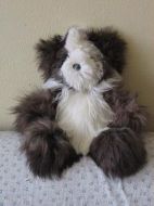 White Dark Grey Teddy Bear Alpaca Fur, 35 cm