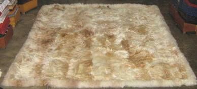 Peruvian baby alpaca fur rug, beige/brown