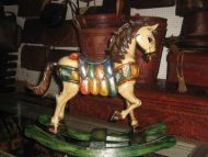 Lovingly handcarved and painted rocking horse from Peru, 48 cm tall