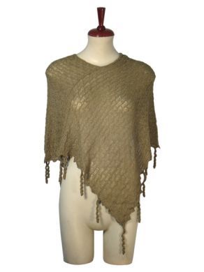 Olive coloured Poncho Cape made of 100% Baby Alpaca Wool