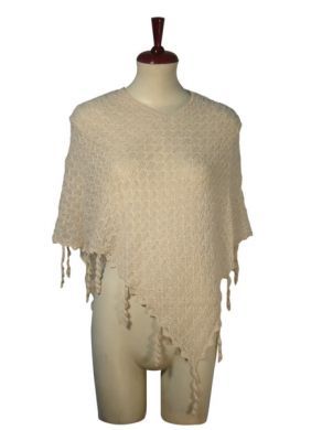 White Poncho Cape made of 100% Royal Baby Alpaca Wool
