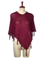 Wine red poncho cape made of 100% baby alpaca wool
