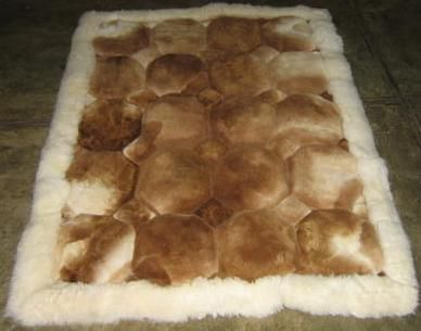 Brown, white alpaca fur rug from Peru, different sizes