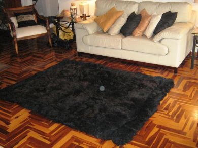 Black Peruvian alpaca fur rug